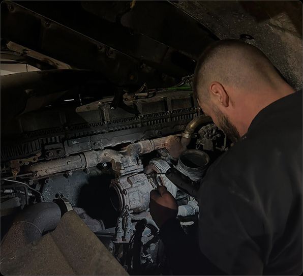 Engine repair — Roadside repair on a European motorway